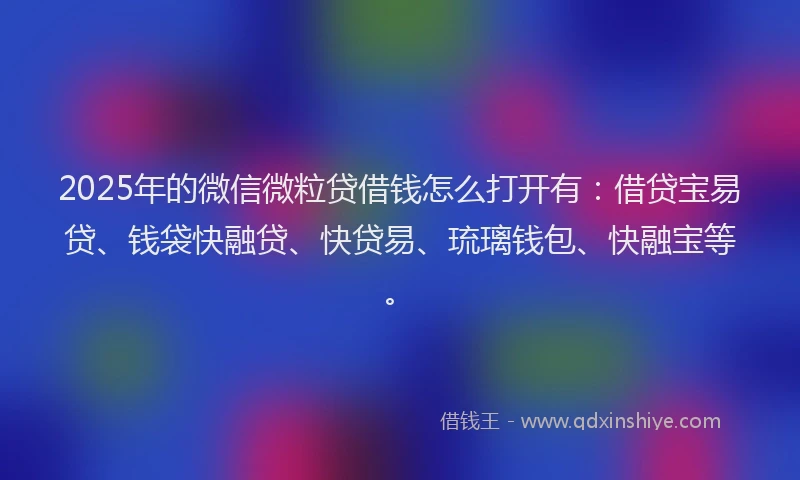 2025年的微信微粒贷借钱怎么打开有：借贷宝易贷、钱袋快融贷、快贷易、琉璃钱包、快融宝等。