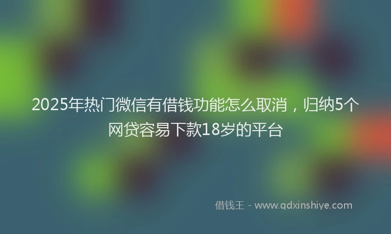 2025年热门微信有借钱功能怎么取消，归纳5个网贷容易下款18岁的平台