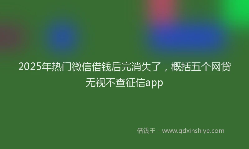2025年热门微信借钱后完消失了，概括五个网贷无视不查征信app