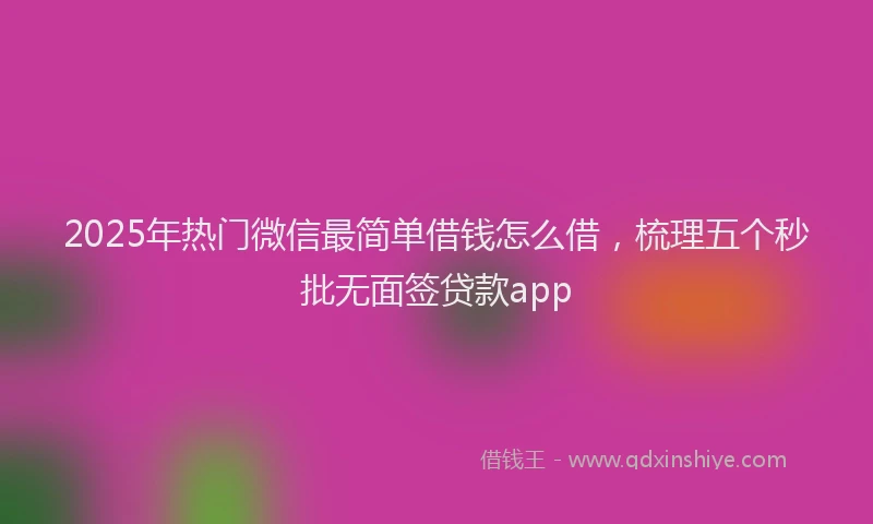 2025年热门微信最简单借钱怎么借，梳理五个秒批无面签贷款app