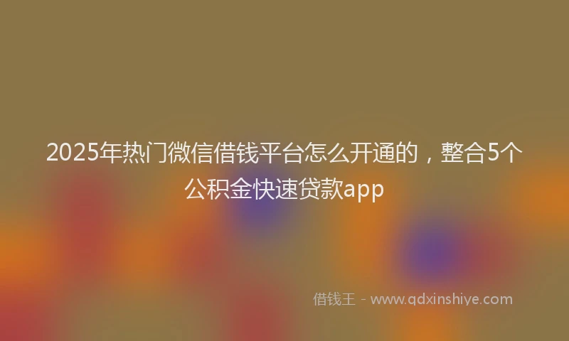 2025年热门微信借钱平台怎么开通的，整合5个公积金快速贷款app