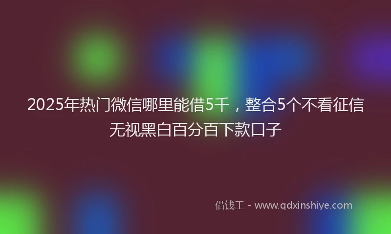 2025年热门微信哪里能借5千，整合5个不看征信无视黑白百分百下款口子