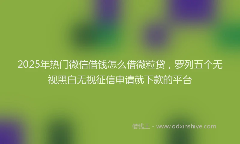 2025年热门微信借钱怎么借微粒贷，罗列五个无视黑白无视征信申请就下款的平台