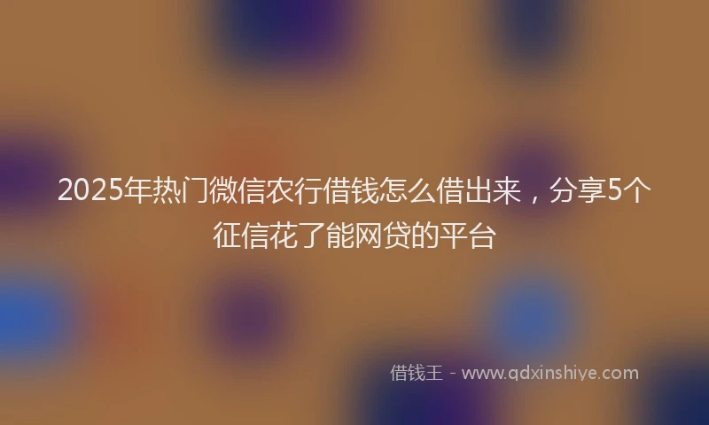 2025年热门微信农行借钱怎么借出来，分享5个征信花了能网贷的平台