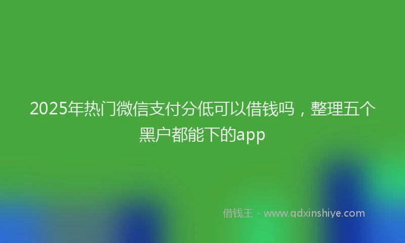 2025年热门微信支付分低可以借钱吗，整理五个黑户都能下的app