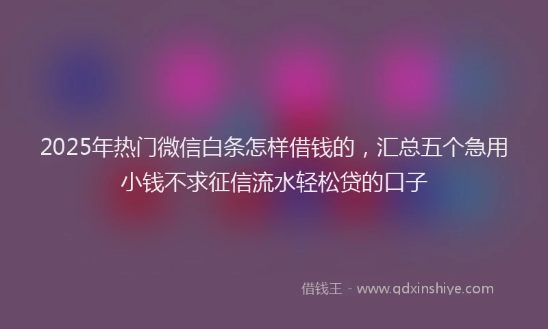 2025年热门微信白条怎样借钱的，汇总五个急用小钱不求征信流水轻松贷的口子