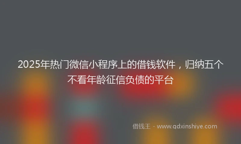 2025年热门微信小程序上的借钱软件，归纳五个不看年龄征信负债的平台