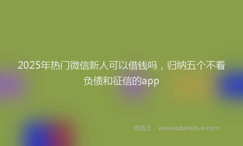 2025年热门微信新人可以借钱吗，归纳五个不看负债和征信的app