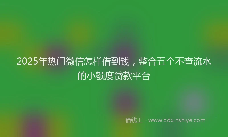 2025年热门微信怎样借到钱，整合五个不查流水的小额度贷款平台