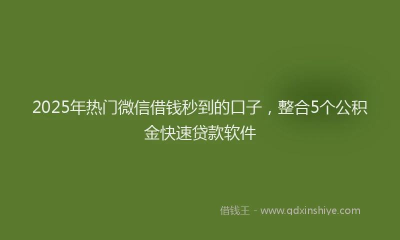 2025年热门微信借钱秒到的口子，整合5个公积金快速贷款软件