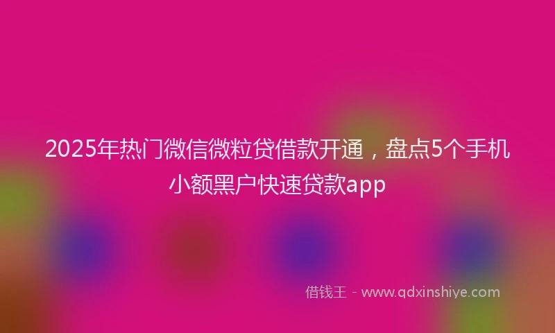 2025年热门微信微粒贷借款开通，盘点5个手机小额黑户快速贷款app