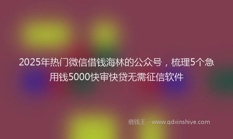 2025年热门微信借钱海林的公众号，梳理5个急用钱5000快审快贷无需征信软件