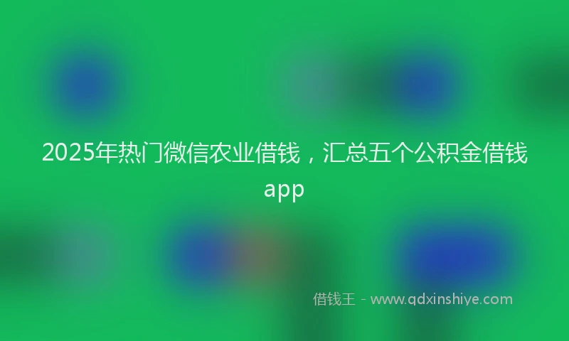 2025年热门微信农业借钱，汇总五个公积金借钱app