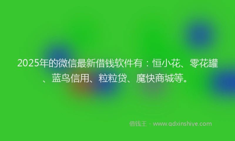 2025年的微信最新借钱软件有：恒小花、零花罐、蓝鸟信用、粒粒贷、魔快商城等。