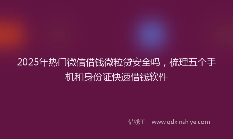 2025年热门微信借钱微粒贷安全吗，梳理五个手机和身份证快速借钱软件