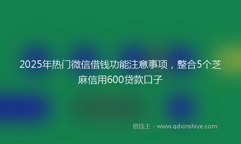 2025年热门微信借钱功能注意事项，整合5个芝麻信用600贷款口子