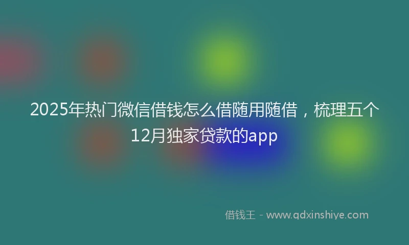 2025年热门微信借钱怎么借随用随借，梳理五个12月独家贷款的app