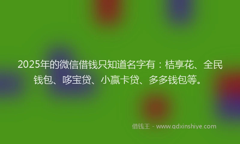 2025年的微信借钱只知道名字有：桔享花、全民钱包、哆宝贷、小赢卡贷、多多钱包等。