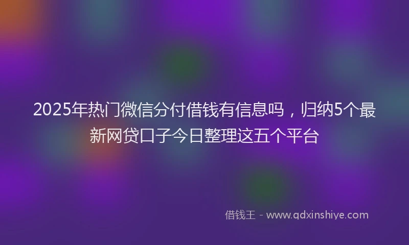 2025年热门微信分付借钱有信息吗，归纳5个最新网贷口子今日整理这五个平台