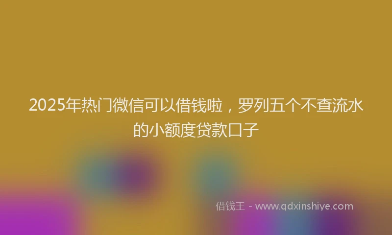 2025年热门微信可以借钱啦，罗列五个不查流水的小额度贷款口子