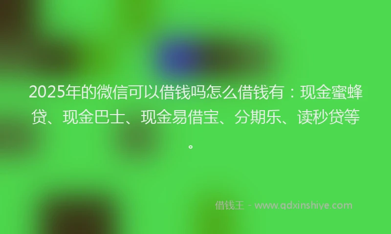 2025年的微信可以借钱吗怎么借钱有：现金蜜蜂贷、现金巴士、现金易借宝、分期乐、读秒贷等。