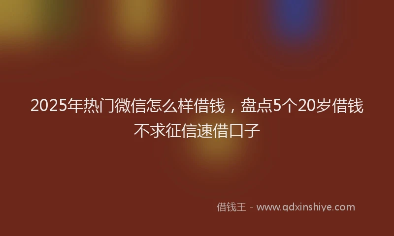 2025年热门微信怎么样借钱，盘点5个20岁借钱不求征信速借口子