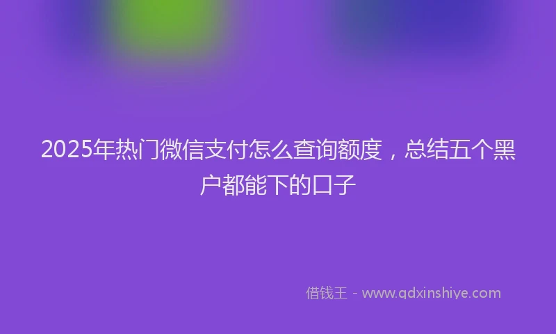 2025年热门微信支付怎么查询额度，总结五个黑户都能下的口子