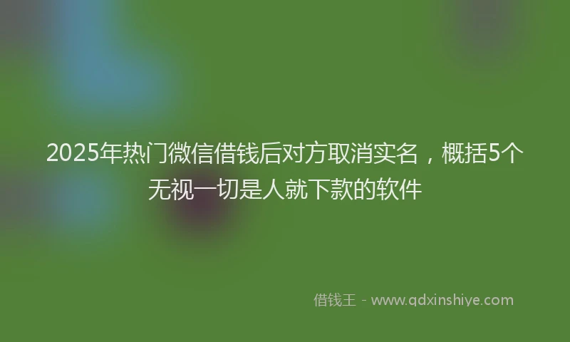 2025年热门微信借钱后对方取消实名，概括5个无视一切是人就下款的软件