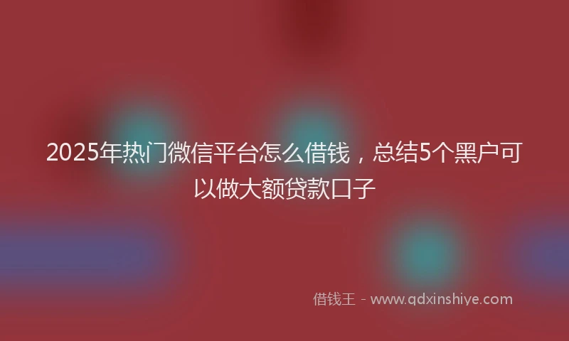 2025年热门微信平台怎么借钱，总结5个黑户可以做大额贷款口子