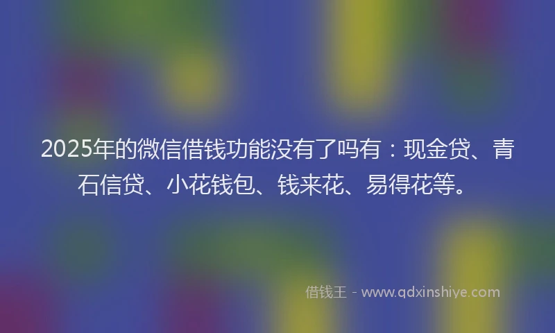2025年的微信借钱功能没有了吗有：现金贷、青石信贷、小花钱包、钱来花、易得花等。