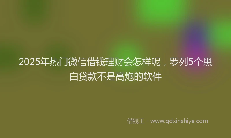 2025年热门微信借钱理财会怎样呢，罗列5个黑白贷款不是高炮的软件
