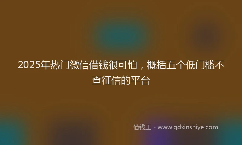 2025年热门微信借钱很可怕，概括五个低门槛不查征信的平台
