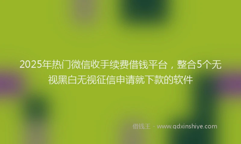2025年热门微信收手续费借钱平台，整合5个无视黑白无视征信申请就下款的软件