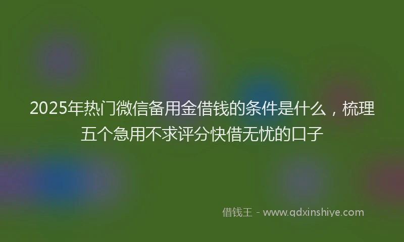 2025年热门微信备用金借钱的条件是什么，梳理五个急用不求评分快借无忧的口子