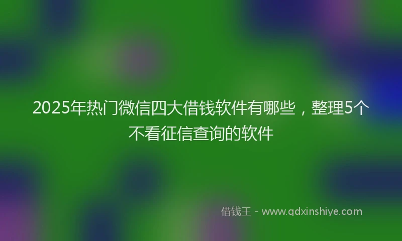 2025年热门微信四大借钱软件有哪些，整理5个不看征信查询的软件