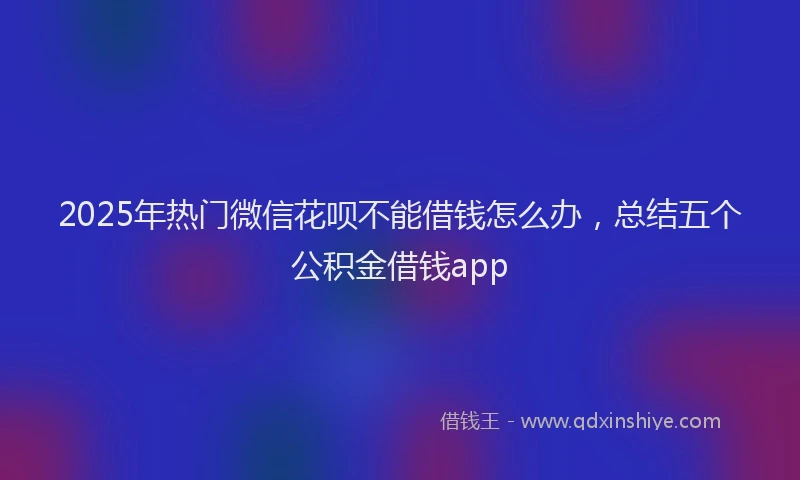 2025年热门微信花呗不能借钱怎么办，总结五个公积金借钱app