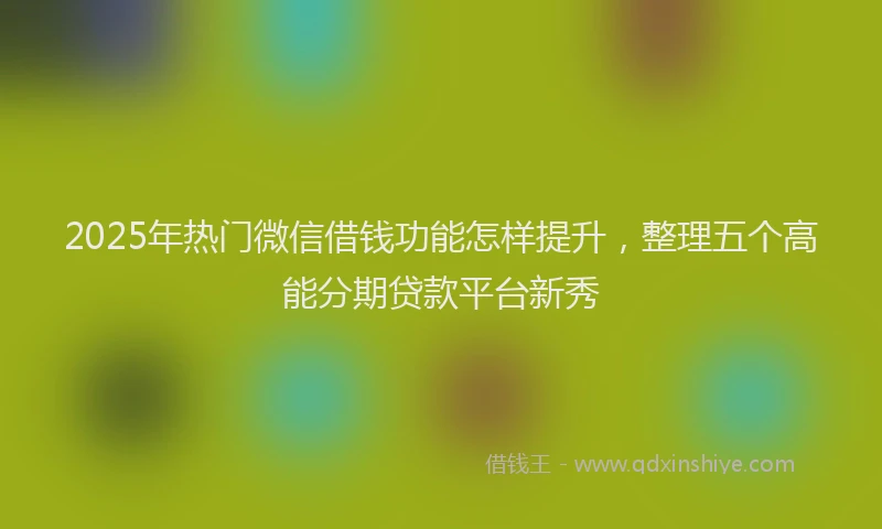 2025年热门微信借钱功能怎样提升，整理五个高能分期贷款平台新秀
