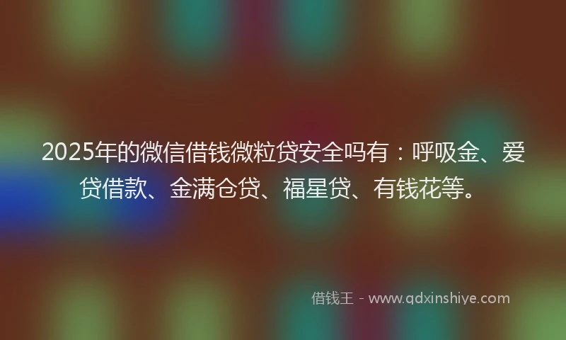 2025年的微信借钱微粒贷安全吗有：呼吸金、爱贷借款、金满仓贷、福星贷、有钱花等。
