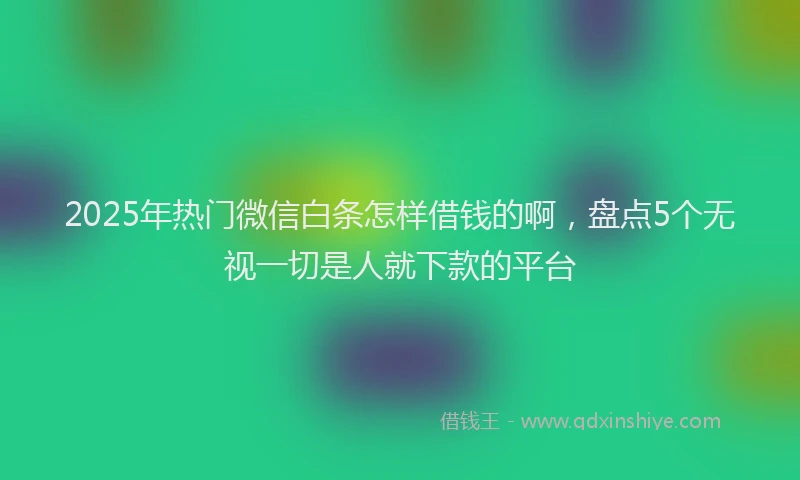 2025年热门微信白条怎样借钱的啊，盘点5个无视一切是人就下款的平台