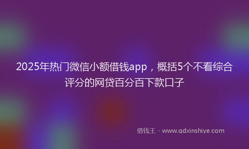 2025年热门微信小额借钱app，概括5个不看综合评分的网贷百分百下款口子
