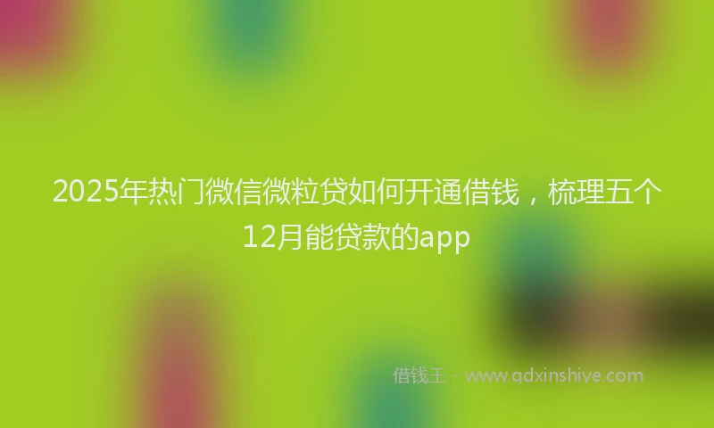 2025年热门微信微粒贷如何开通借钱，梳理五个12月能贷款的app