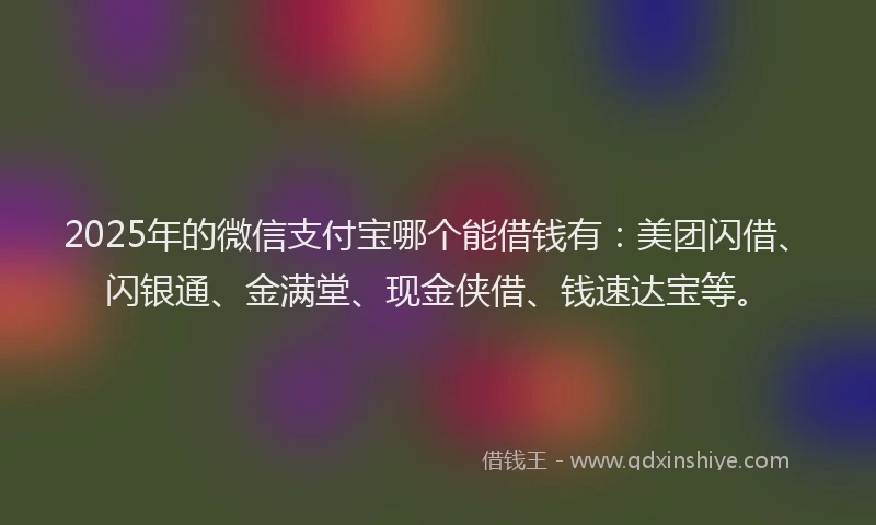 2025年的微信支付宝哪个能借钱有：美团闪借、闪银通、金满堂、现金侠借、钱速达宝等。