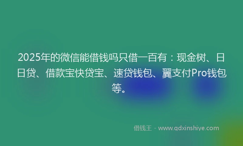 2025年的微信能借钱吗只借一百有：现金树、日日贷、借款宝快贷宝、速贷钱包、翼支付Pro钱包等。