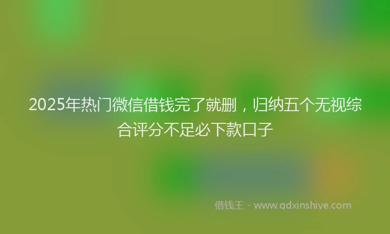 2025年热门微信借钱完了就删，归纳五个无视综合评分不足必下款口子