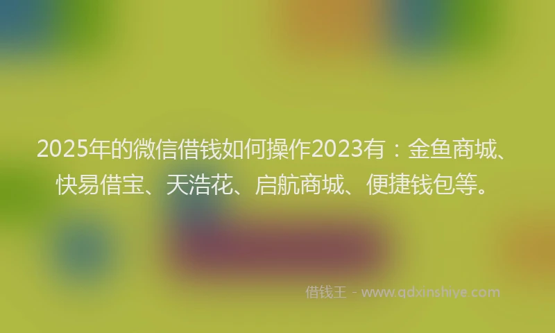 2025年的微信借钱如何操作2023有：金鱼商城、快易借宝、天浩花、启航商城、便捷钱包等。