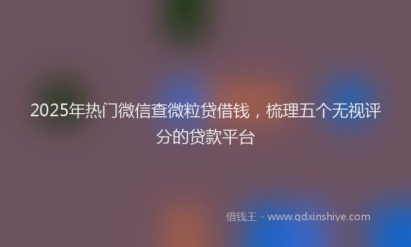 2025年热门微信查微粒贷借钱，梳理五个无视评分的贷款平台