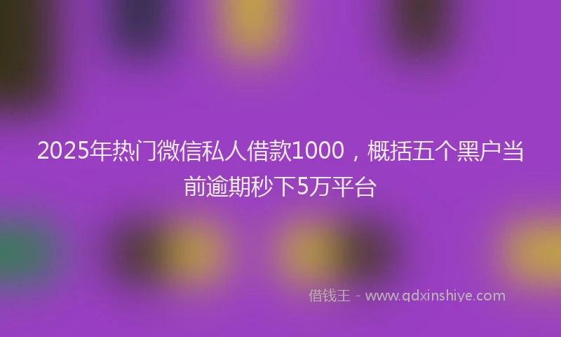2025年热门微信私人借款1000，概括五个黑户当前逾期秒下5万平台