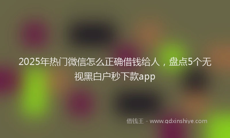 2025年热门微信怎么正确借钱给人，盘点5个无视黑白户秒下款app