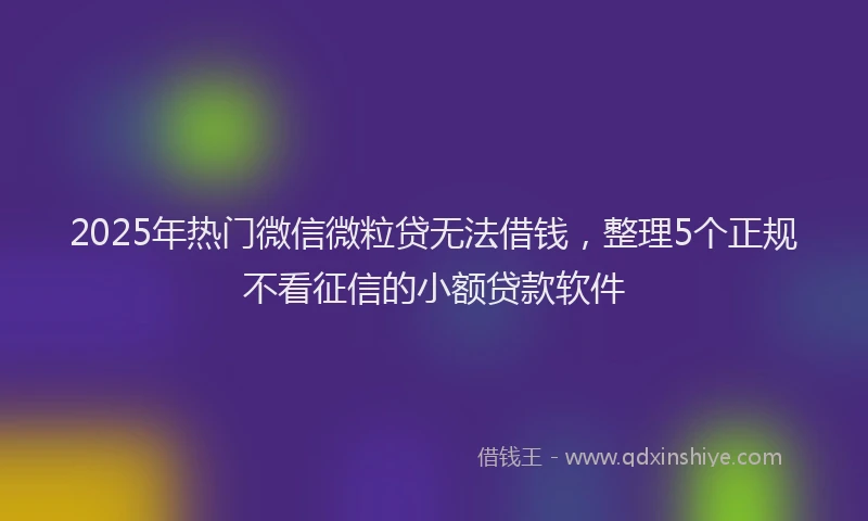 2025年热门微信微粒贷无法借钱，整理5个正规不看征信的小额贷款软件