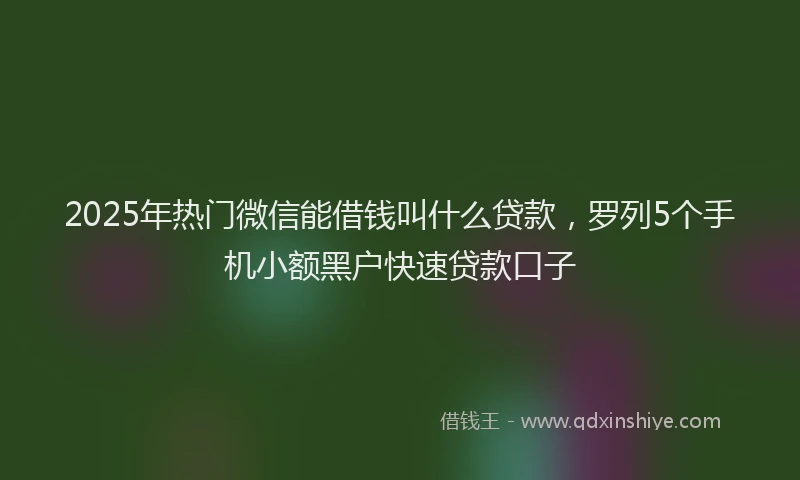 2025年热门微信能借钱叫什么贷款，罗列5个手机小额黑户快速贷款口子